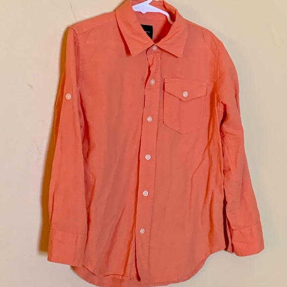 GAP kids Orange button down linen shirt. - Picture 1 of 10